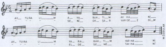 Aya Baktım Ay Hani (Ay Turalım) Türküsünün Notası