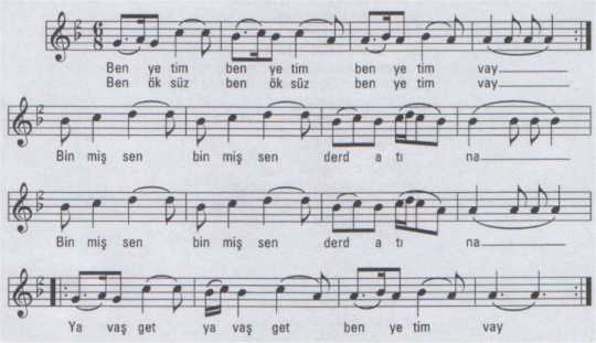 Ben Yetim Ben Yetim Türküsünün (1.Varyant) Notası