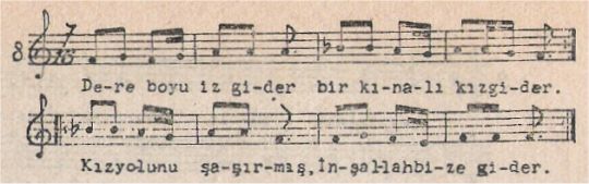 Dere Boyu İz Gider Türküsünün Notası