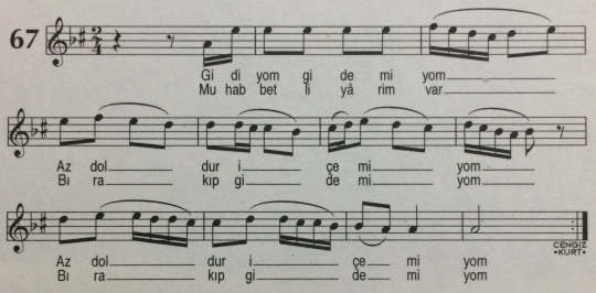 Gidiyom Gidemiyom Türküsünün Notası