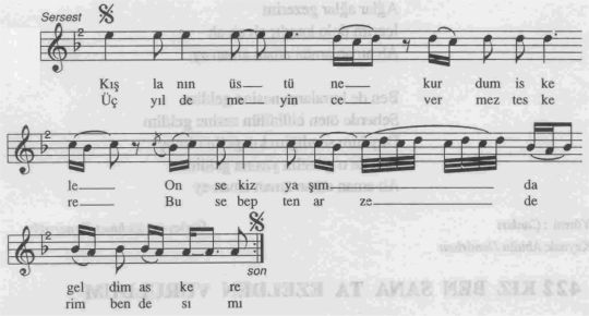 Kışlanın Üstüne Kurdum İskele Türküsünün Notası